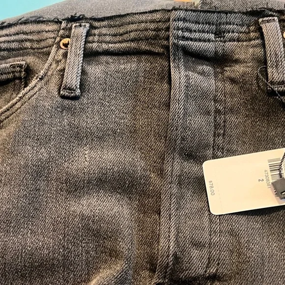 Raw hem waist - high Waisted Black Denim Maxi Skirt with Back Slit - Size 2 NWT​ - Picture 4 of 15